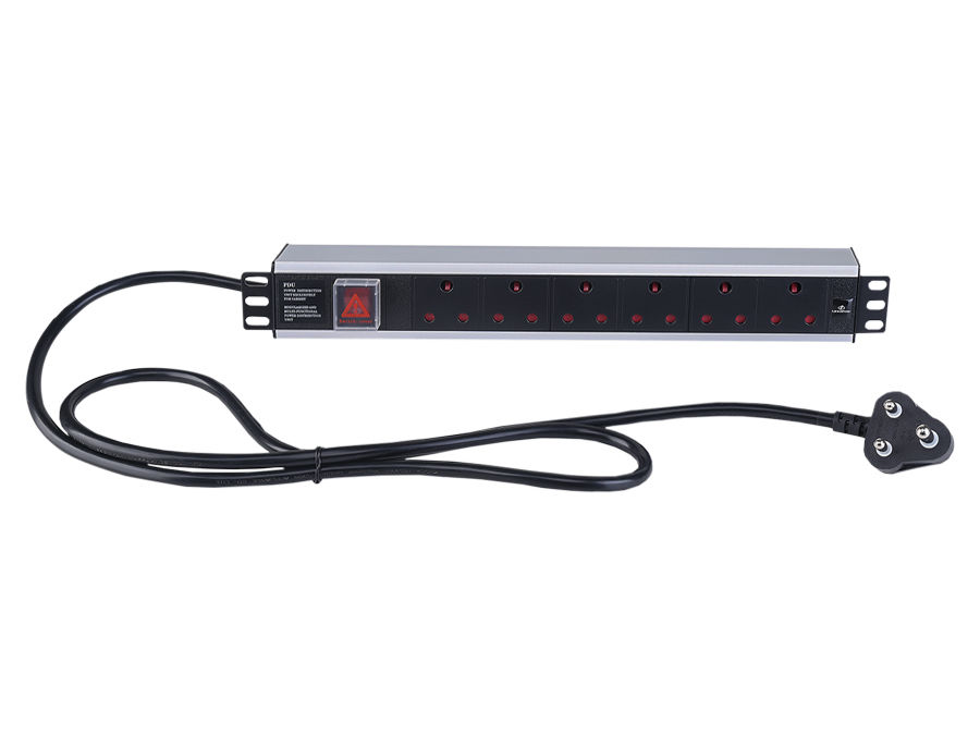 LinkBasic - 6 Way PDU / Power Strip S.A. Plug - Aluminium Moulded for 19" Rack  (Horizontal / Vertical Fit) - South African Plug