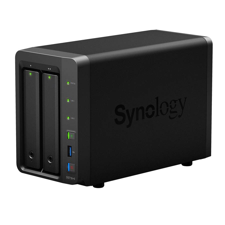 Synology  DiskStation SYN-DS718+ 2-Bay NAS, SATA3 6.0Gbps, 1.5GHz Quad Core CPU, 2GB DDR3L RAM Expand to 6GB, 2x Gigabit, 3x USB3.0, 1x eSATA, 70.0TB Max