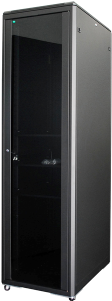 GS 22U 800mm Deep Server Rack / Cabinet Glass Front Door and Solid Back Door