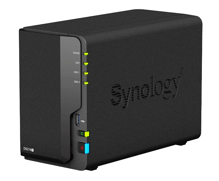 Synology  DiskStation SYN-DS218+ 2-Bay NAS, SATA3 6.0Gbps, 2.0 GHz Quad Core CPU Burst up to 2.5 Ghz , 2GB DDR3L RAM Expand to 6GB, 1x Gigabit, 3x USB3.0, 1x eSATA, Copy Button, 24.0TB Max