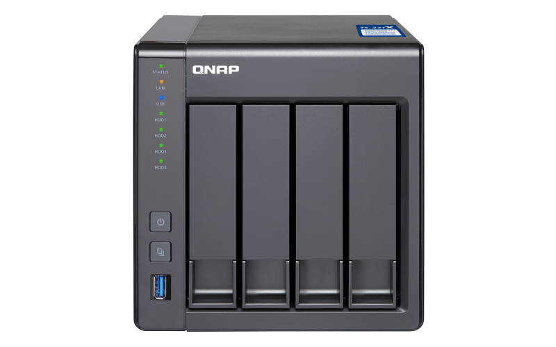 QNAP Storage  TS-431X-2G 4-Bay NAS, 2GB RAM (max 8GB), 1x 10GbE SFP+ LAN, 2x GbE LAN, hardware encryption, Container Station, Surveillance Station:Free Camera Licenses: 2, Max Cameras: 30"