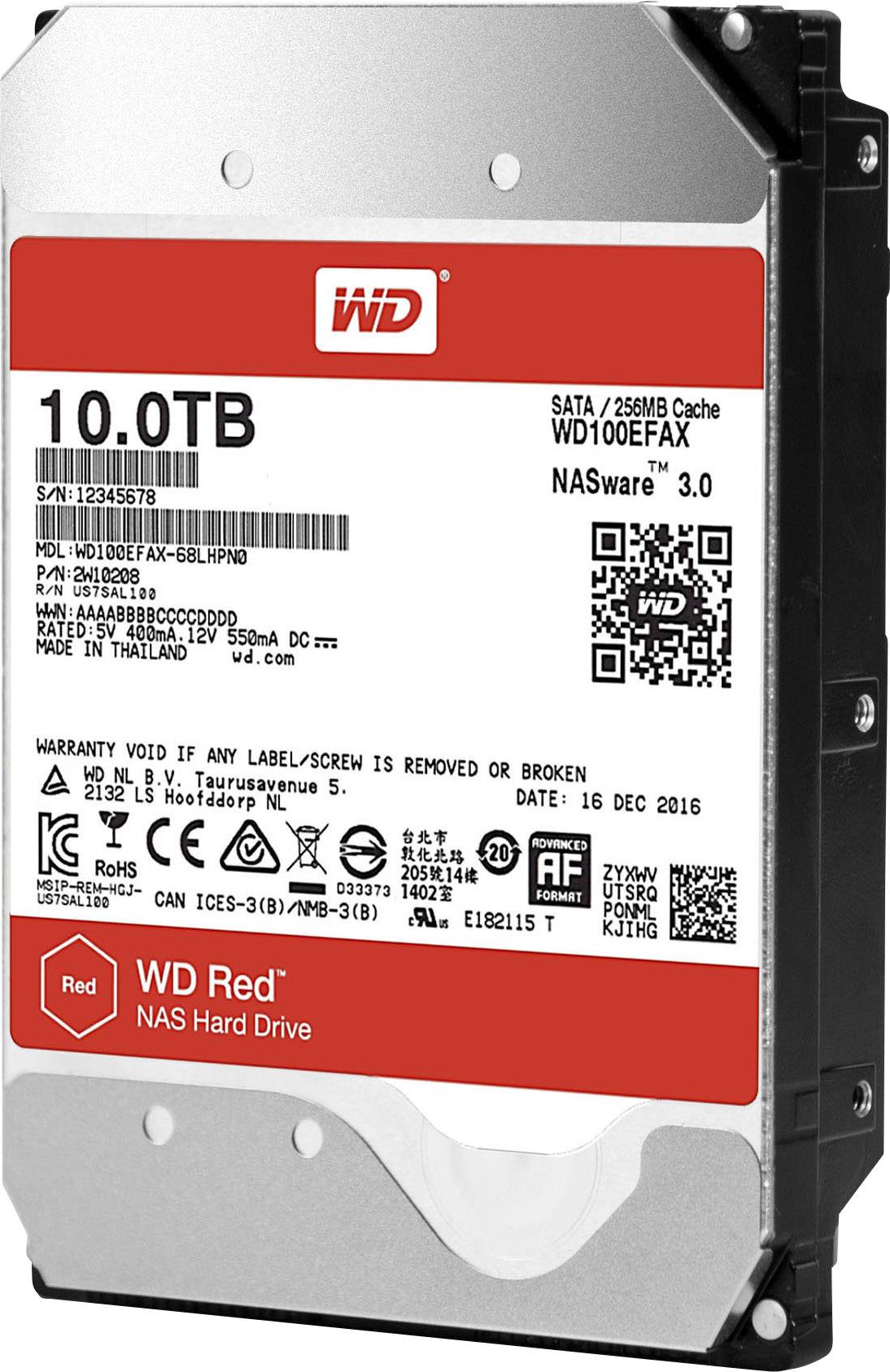 WD 10TB WD Red NAS Internal Hard Drive - 5400 RPM Class, SATA 6 Gb/s, CMR, 256 MB Cache, 3.5"