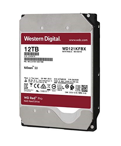WD 12TB WD Red Pro NAS Internal Hard Drive - 7200 RPM Class, SATA 6 Gb/s, CMR, 256 MB Cache, 3.5"